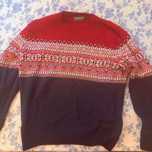 Classic Red and Black Fair Isle Crewneck Sweater